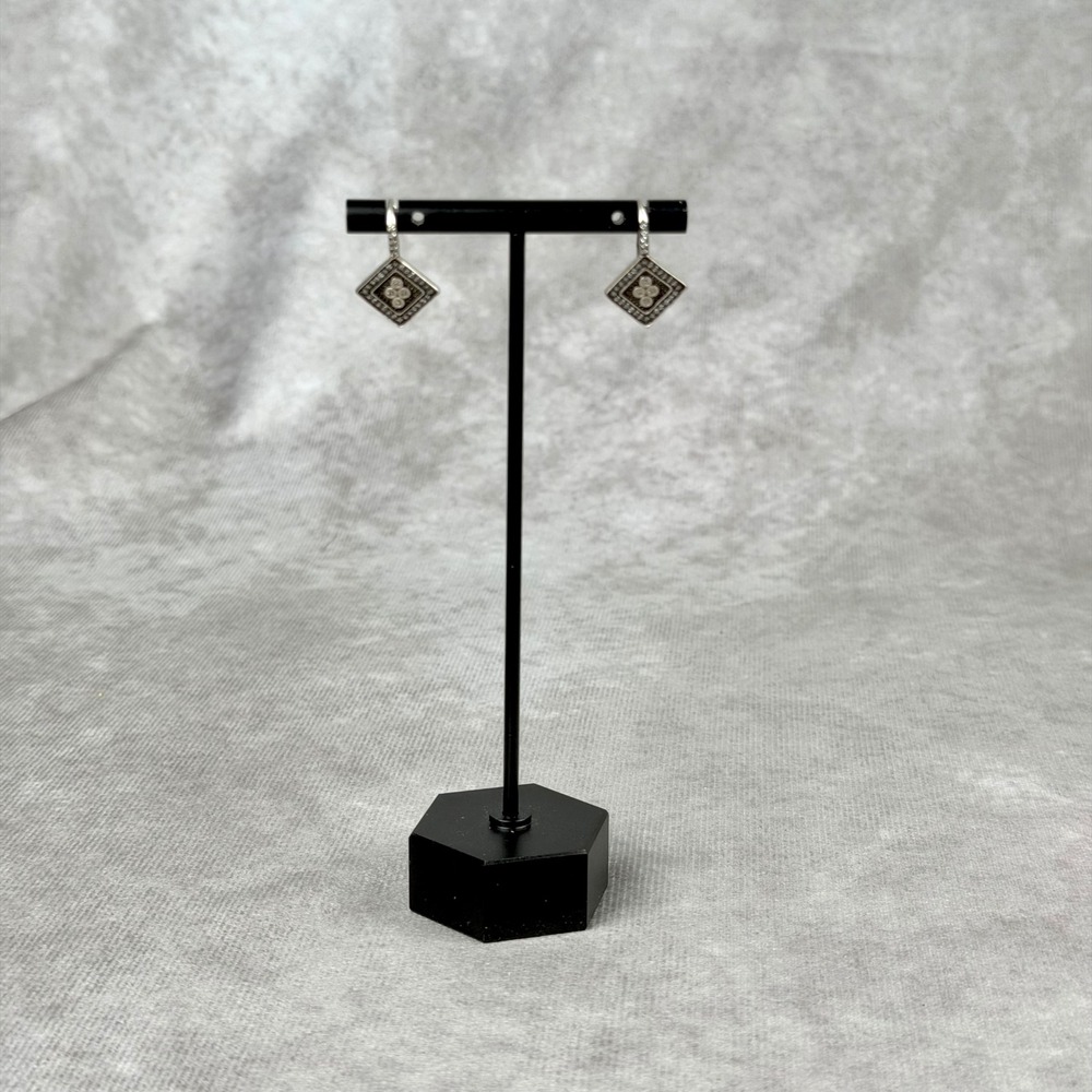 Freida Rothman Sterling Silver Industrial Collection CZ Square Drop Earrings